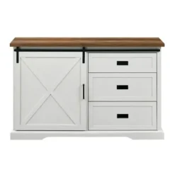 Cabinets & Sideboards-Kirkland's Home Sliding Door And 3-Drawer Sideboard White