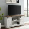 Tv Stands & Media Consoles-Kirkland's Home Sliding Door Rustic Oak Top Tv Stand White