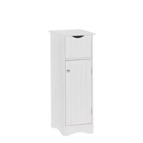 Bathroom Furniture-Kirkland's Home Slim Single Door Cabinet With Drawer White