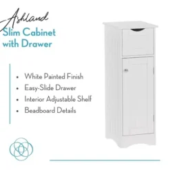 Bathroom Furniture-Kirkland's Home Slim Single Door Cabinet With Drawer White