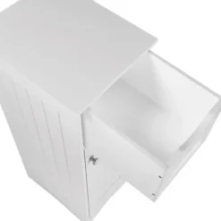 Bathroom Furniture-Kirkland's Home Slim Single Door Cabinet With Drawer White