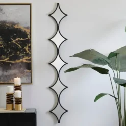 Decorative Mirrors-Kirkland's Home Slim Stacked Diamonds Wall Mirror Black