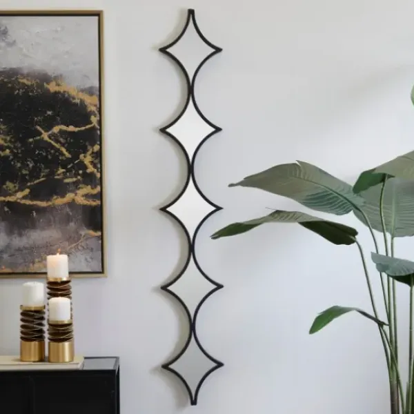 Decorative Mirrors-Kirkland's Home Slim Stacked Diamonds Wall Mirror Black