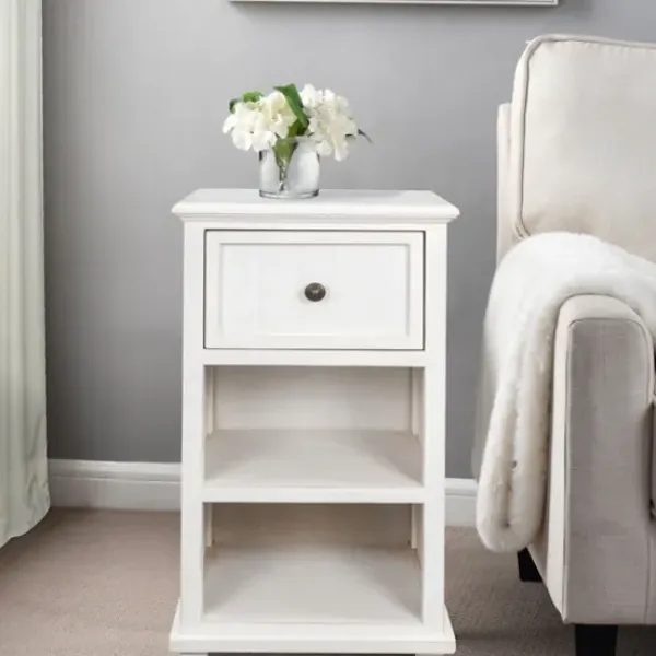 Accent & End Tables-Kirkland's Home Slim Wooden 2-Shelf Side Table White