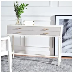 Entryway Furniture-Kirkland's Home Sloane Four-Drawer Console Table White