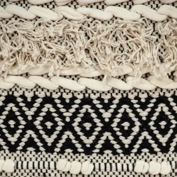 Pillows-Kirkland's Home Sloane Shaggy Knotted Throw Pillow Ivory/Black