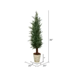 Trees & Topiaries-Kirkland's Home Small Cedar Tree In Mossy White Planter, 36 In.