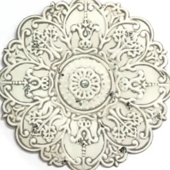Wall Plaques-Kirkland's Home Small Metal Medallion Wall Plaque White