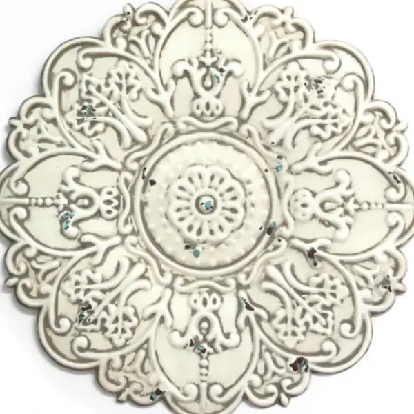 Wall Plaques-Kirkland's Home Small Metal Medallion Wall Plaque White
