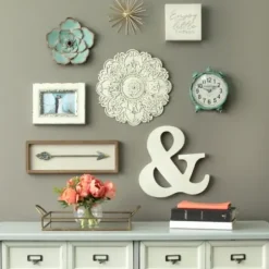 Wall Plaques-Kirkland's Home Small Metal Medallion Wall Plaque White