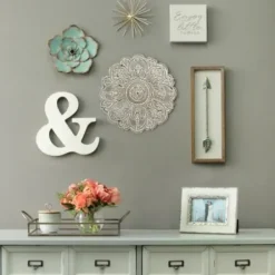 Wall Plaques-Kirkland's Home Small Metal Medallion Wall Plaque Gray