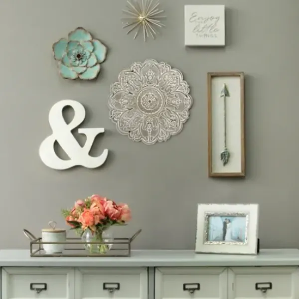 Wall Plaques-Kirkland's Home Small Metal Medallion Wall Plaque Gray
