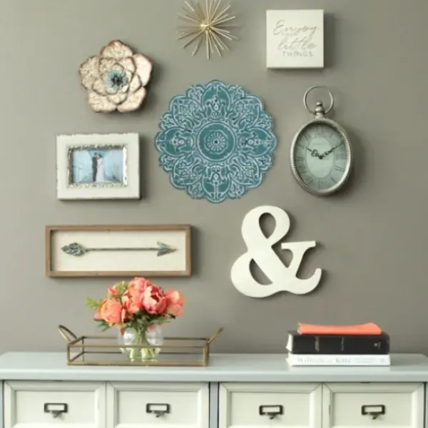 Wall Plaques-Kirkland's Home Small Metal Medallion Wall Plaque Blue