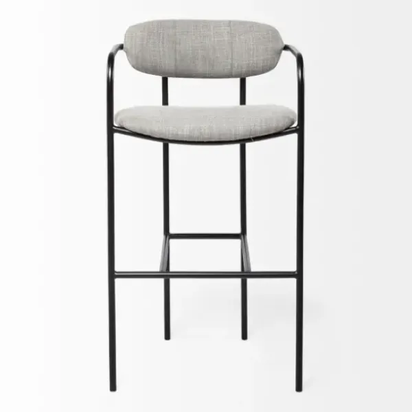Bar Stools & Counter Height Stools-Kirkland's Home Smoke Arm Rest Upholstered Bar Stool Gray