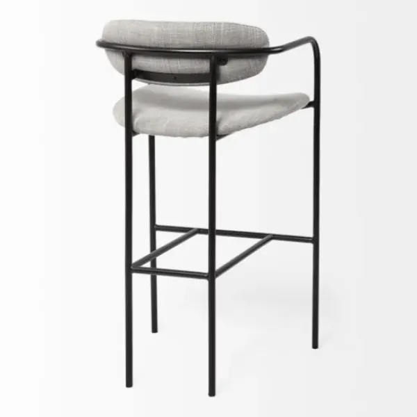 Bar Stools & Counter Height Stools-Kirkland's Home Smoke Arm Rest Upholstered Bar Stool Gray