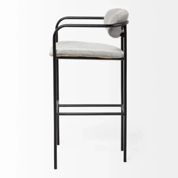 Bar Stools & Counter Height Stools-Kirkland's Home Smoke Arm Rest Upholstered Bar Stool Gray