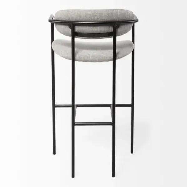 Bar Stools & Counter Height Stools-Kirkland's Home Smoke Arm Rest Upholstered Bar Stool Gray