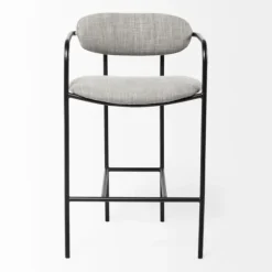Bar Stools & Counter Height Stools-Kirkland's Home Smoke Arm Rest Upholstered Counter Stool Gray