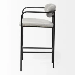 Bar Stools & Counter Height Stools-Kirkland's Home Smoke Arm Rest Upholstered Counter Stool Gray