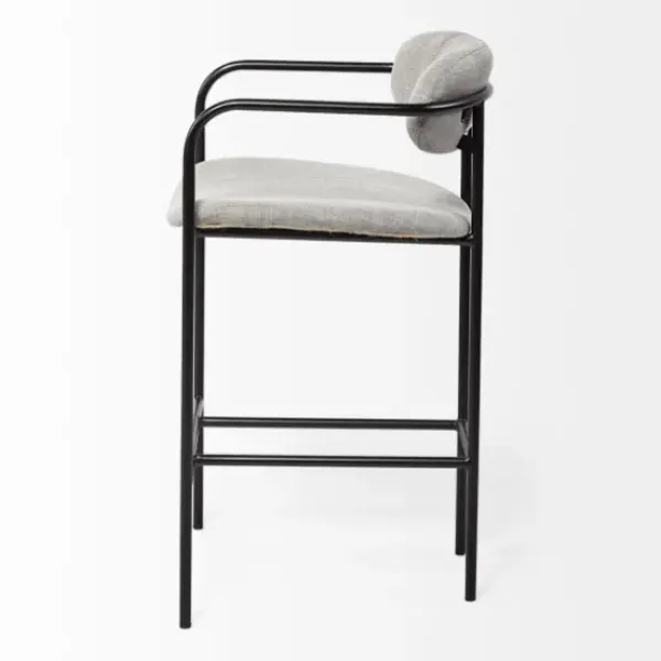 Bar Stools & Counter Height Stools-Kirkland's Home Smoke Arm Rest Upholstered Counter Stool Gray