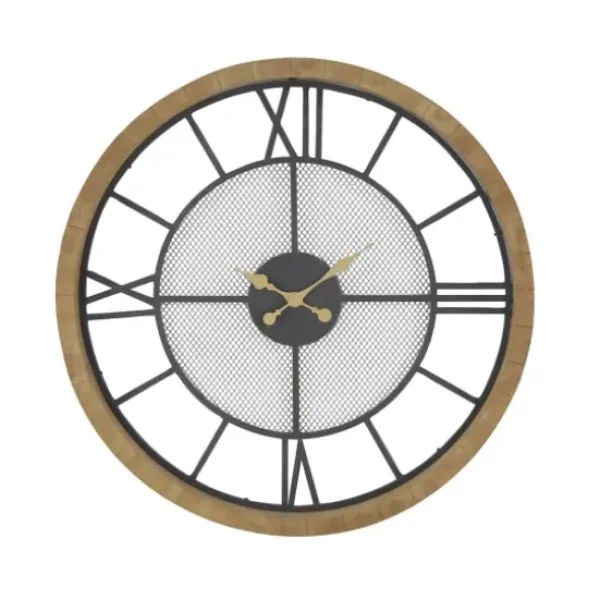 Clocks-Kirkland's Home Smoke Gray Vintage Matte Mesh Wall Clock