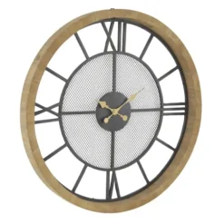 Clocks-Kirkland's Home Smoke Gray Vintage Matte Mesh Wall Clock