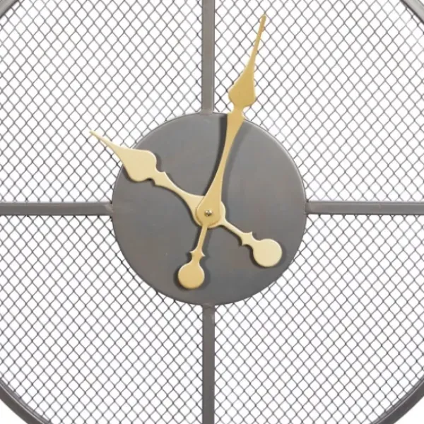 Clocks-Kirkland's Home Smoke Gray Vintage Matte Mesh Wall Clock