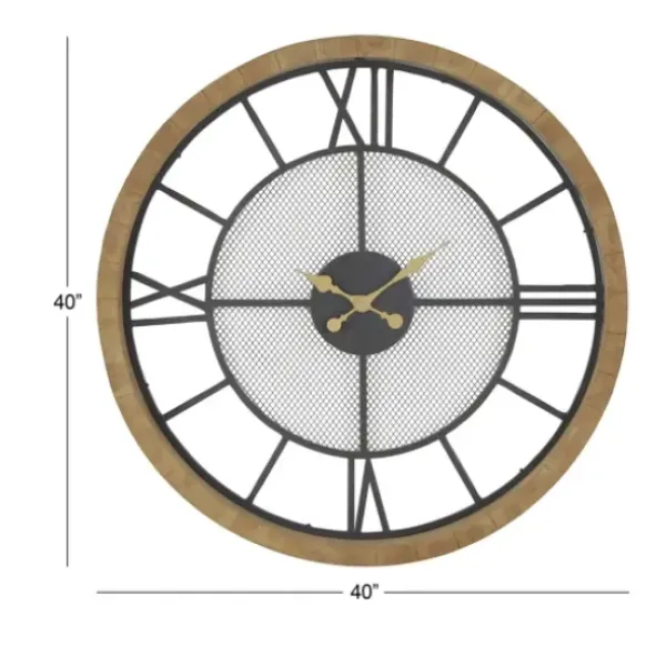 Clocks-Kirkland's Home Smoke Gray Vintage Matte Mesh Wall Clock