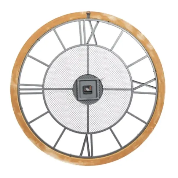 Clocks-Kirkland's Home Smoke Gray Vintage Matte Mesh Wall Clock