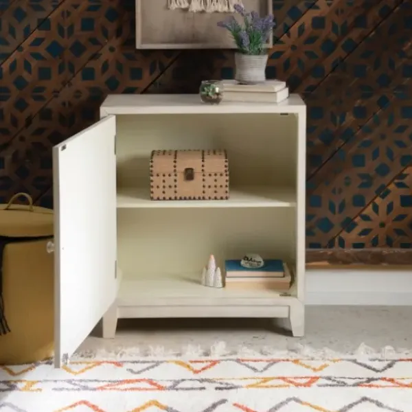 Cabinets & Sideboards-Kirkland's Home Smokey Resin Medallion Door Cabinet White