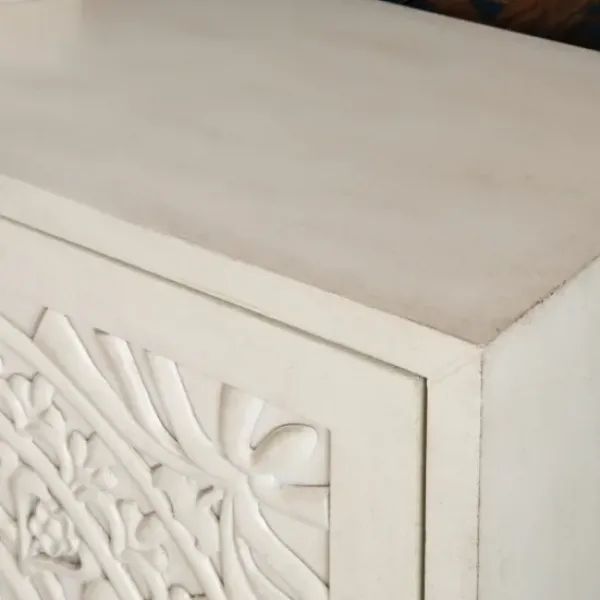 Cabinets & Sideboards-Kirkland's Home Smokey Resin Medallion Door Cabinet White
