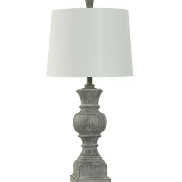 Table Lamps-Kirkland's Home Smokey Slate Gray Baluster Grain Table Lamp White