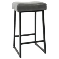 Bar Stools & Counter Height Stools-Kirkland's Home Smokey Vegan Leather Counter Stools, Set Of 2 Gray