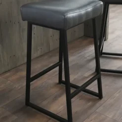Bar Stools & Counter Height Stools-Kirkland's Home Smokey Vegan Leather Counter Stools, Set Of 2 Gray
