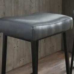 Bar Stools & Counter Height Stools-Kirkland's Home Smokey Vegan Leather Counter Stools, Set Of 2 Gray