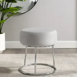 Benches & Ottomans-Kirkland's Home Smokey Velvet Vanity Stool Gray