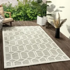 Outdoor Rugs-Kirkland's Home Smoky Blue Geometric Indoor/Outdoor Area Rug, 5X7 Gray/Blue