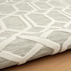 Outdoor Rugs-Kirkland's Home Smoky Blue Geometric Indoor/Outdoor Area Rug, 5X7 Gray/Blue