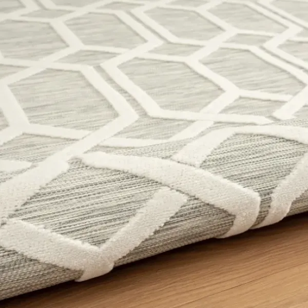 Outdoor Rugs-Kirkland's Home Smoky Blue Geometric Indoor/Outdoor Area Rug, 5X7 Gray/Blue