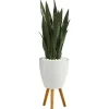 Trees & Topiaries-Kirkland's Home Snake Plant In White Tri-Pod Planter