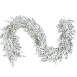 Arrangements & Greenery-Kirkland's Home Snowy Cedar Garland, 75 In. White/Green