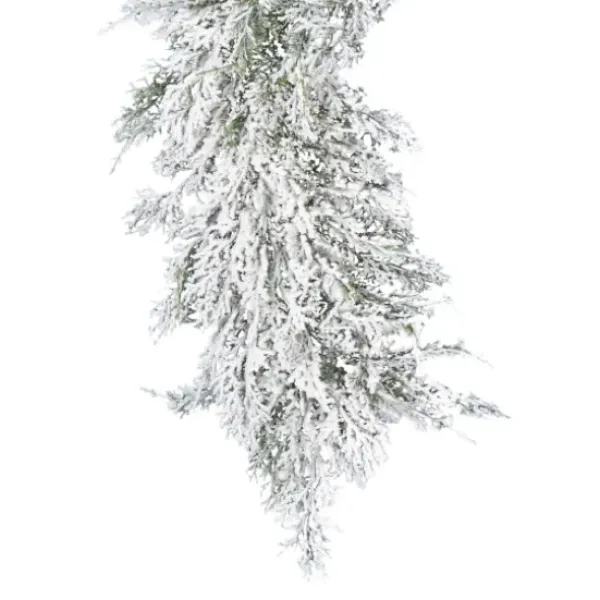 Arrangements & Greenery-Kirkland's Home Snowy Cedar Garland, 75 In. White/Green
