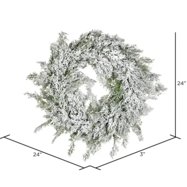 Wreaths-Kirkland's Home Snowy Cedar Wreath Green/White