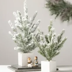 Arrangements & Greenery-Kirkland's Home Snowy Pine White Potted Christmas Trees, Set Of 3 Green/White