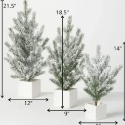 Arrangements & Greenery-Kirkland's Home Snowy Pine White Potted Christmas Trees, Set Of 3 Green/White