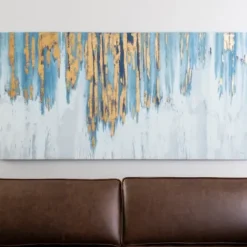 Canvas Art-Kirkland's Home Sodalite Drips Canvas Art Print, 60X30 In. Blue/Gold