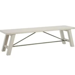 Dining Chairs-Kirkland's Home Sofia Wooden Dining Bench With Metal Bars White