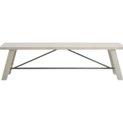 Dining Chairs-Kirkland's Home Sofia Wooden Dining Bench With Metal Bars White