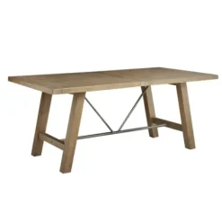 Dining Tables-Kirkland's Home Sofia Wooden Dining Table With Metal Bars Tan