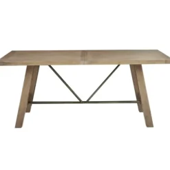 Dining Tables-Kirkland's Home Sofia Wooden Dining Table With Metal Bars Tan